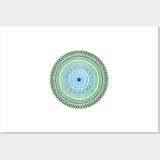 Peacock colored mandala. Posters and Art